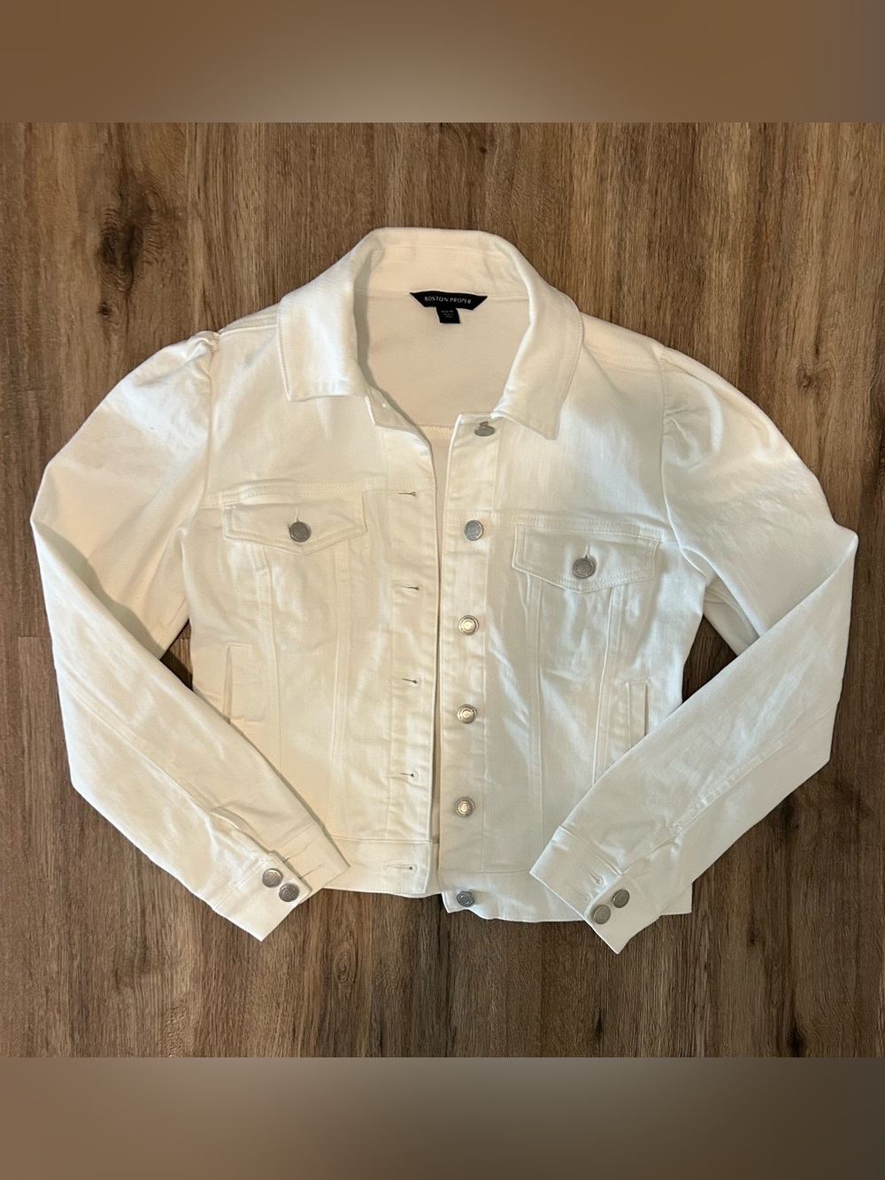 Boston Proper White Denim-Style Jacket